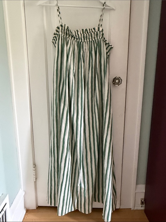 Madewell Dresses & Skirts - Madewell • Green and White Striped Cotton Tent Maxi Dress (Size L)